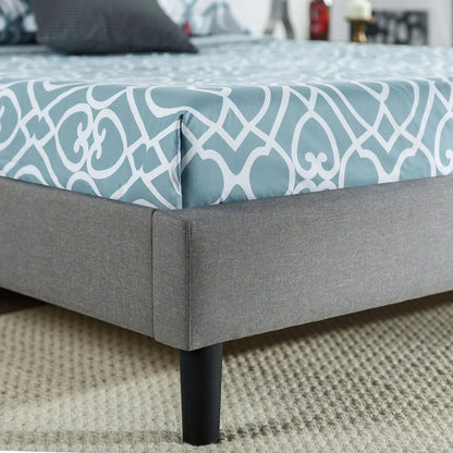 King size Grey Upholstered Platform Bed with Classic Button Tufted Headboard FastFurnishings