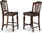 CHS-MAH-W Chelsea Counter Height Barstools - Slat Back Wooden Seat Chairs, Set of 2, Mahogany-0