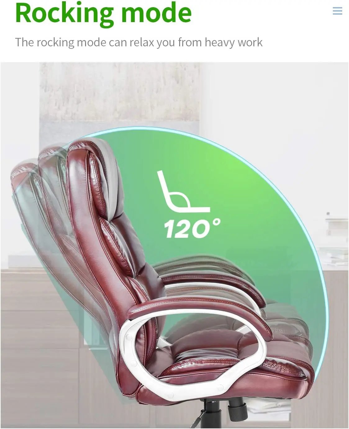 Office Chair Computer High Back Adjustable Ergonomic Desk Chair Executive PU Leather Swivel Task Chair with Armrests Lumbar Support (Brown)-3