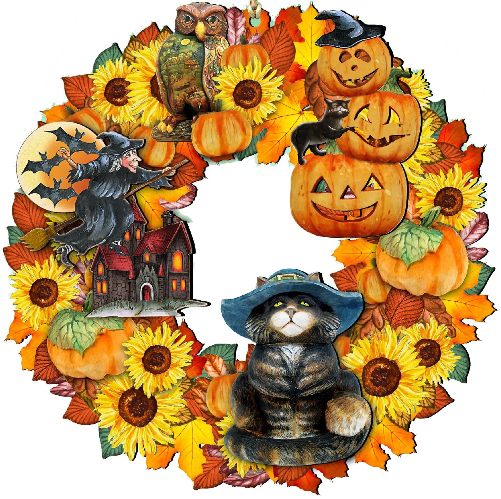 Halloween Holiday Door Wreath by G. DeBrekht - Thanksgiving Halloween Decor - 8185317H G. DeBrekht