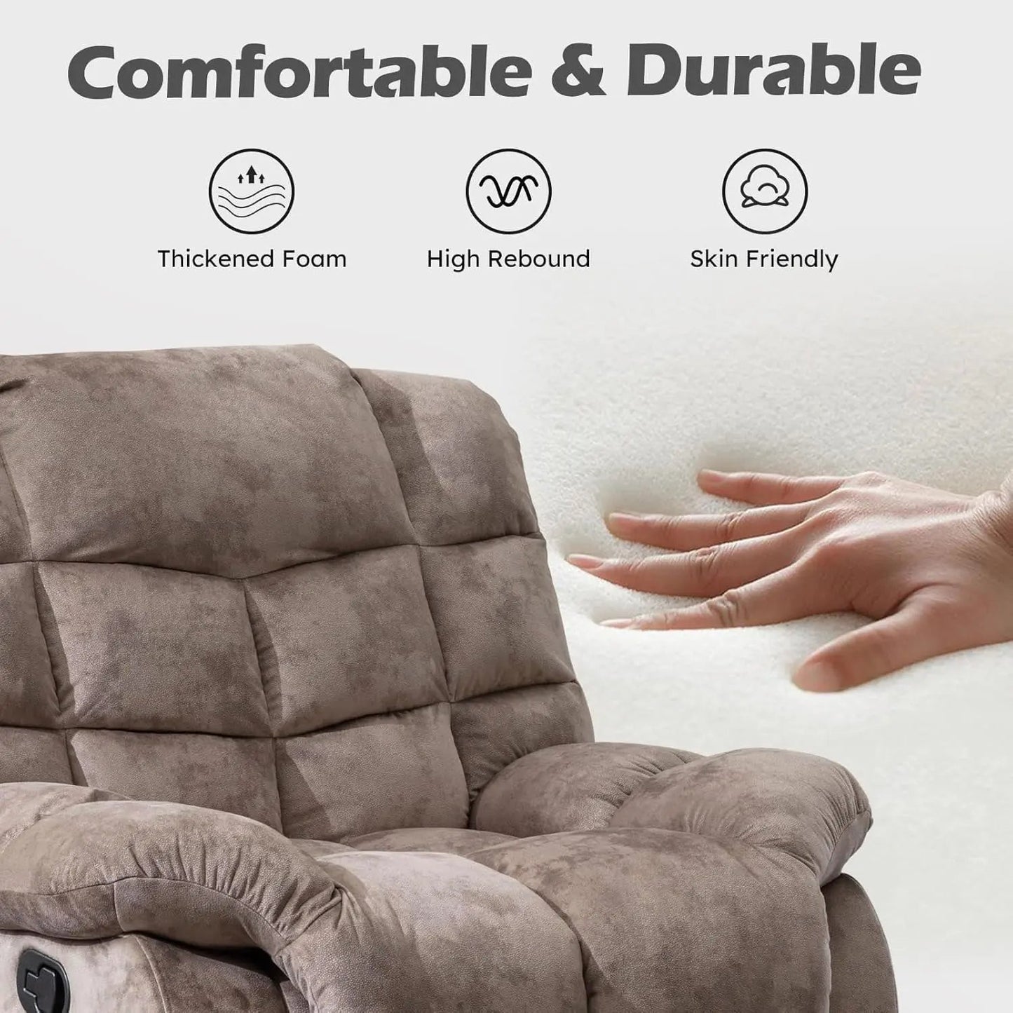 Manual Recliner Sofa Set Premium Quality Memory Foam Cushions Stain Resistant Upholstery Brown ShipItFurniture