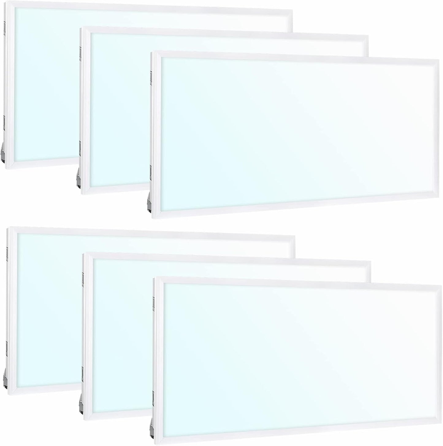 6 Pack 2X4 FT LED Flat Panel Troffer Light, 40/50/60W, CCT Selectable 4000K/5000K/6500K Drop Ceiling Office Lights, 115LM/W, 0-10V Dimmable Ultra Slim Recessed Back-Lit Fixture-0