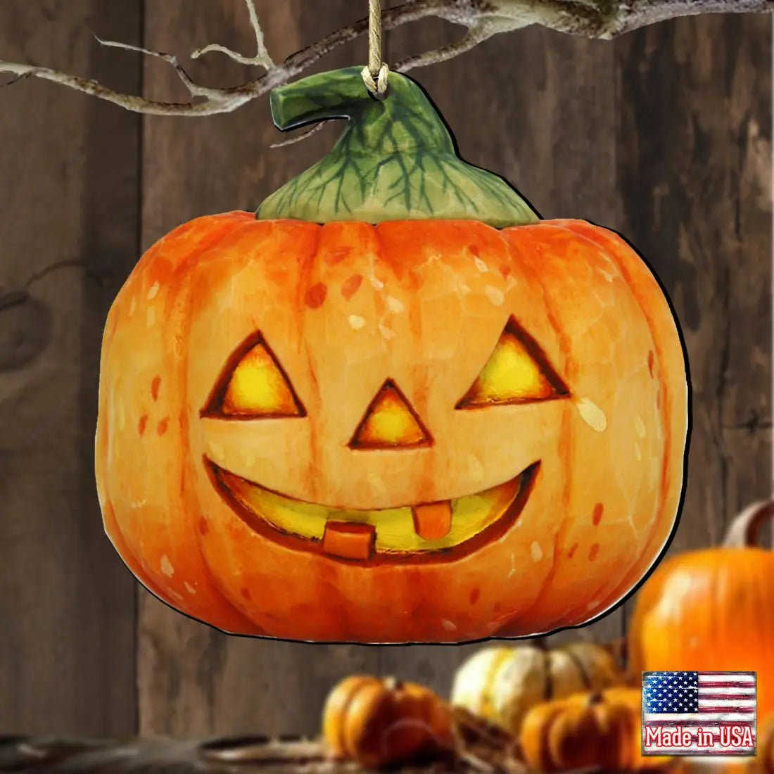 Halloween Pumpkin Wooden Ornaments by G. DeBrekht - Thanksgiving Halloween Decor - 8158414 G. DeBrekht