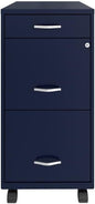 18" Deep 3 Drawer Mobile Metal File Cabinet in Navy ShipItFurniture