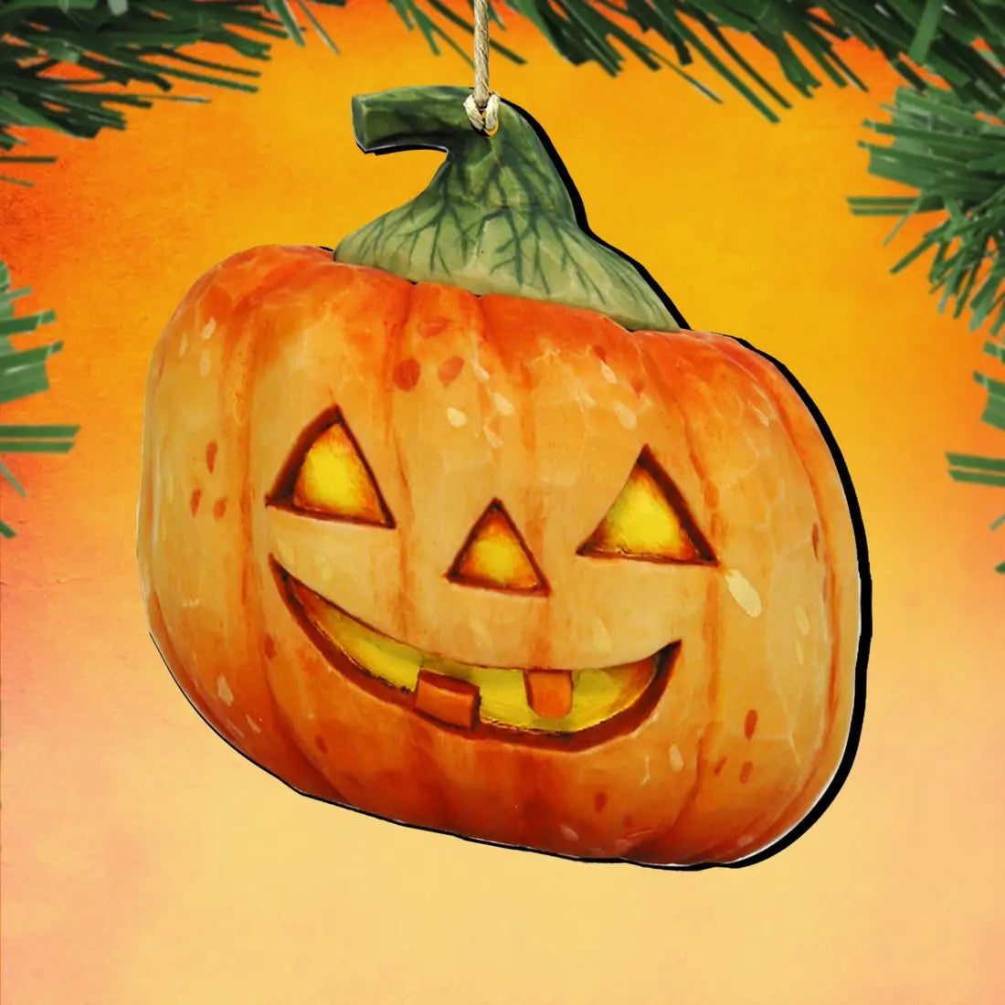 Halloween Pumpkin Wooden Ornaments by G. DeBrekht - Thanksgiving Halloween Decor - 8158414 G. DeBrekht