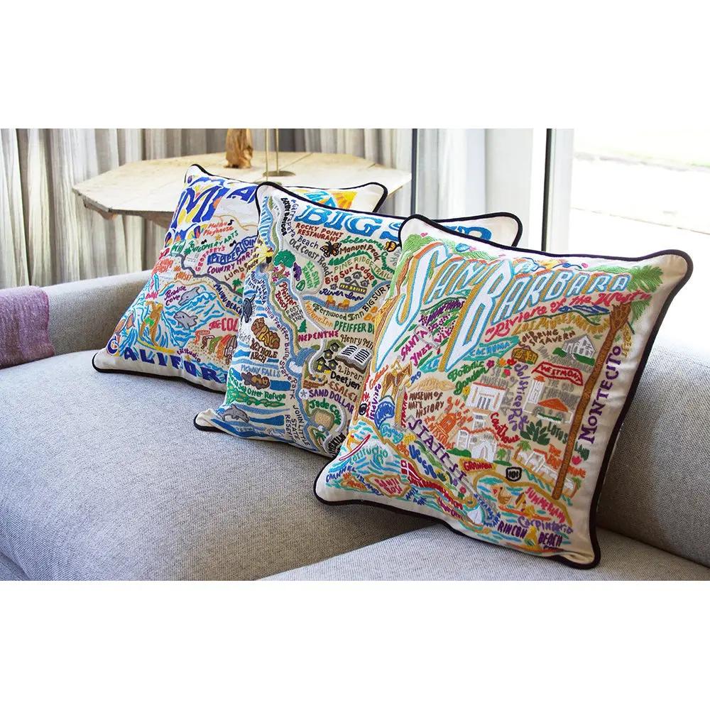 Big Sur Hand-Embroidered Pillow CatStudio