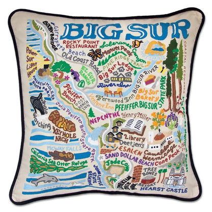 Big Sur Hand-Embroidered Pillow CatStudio