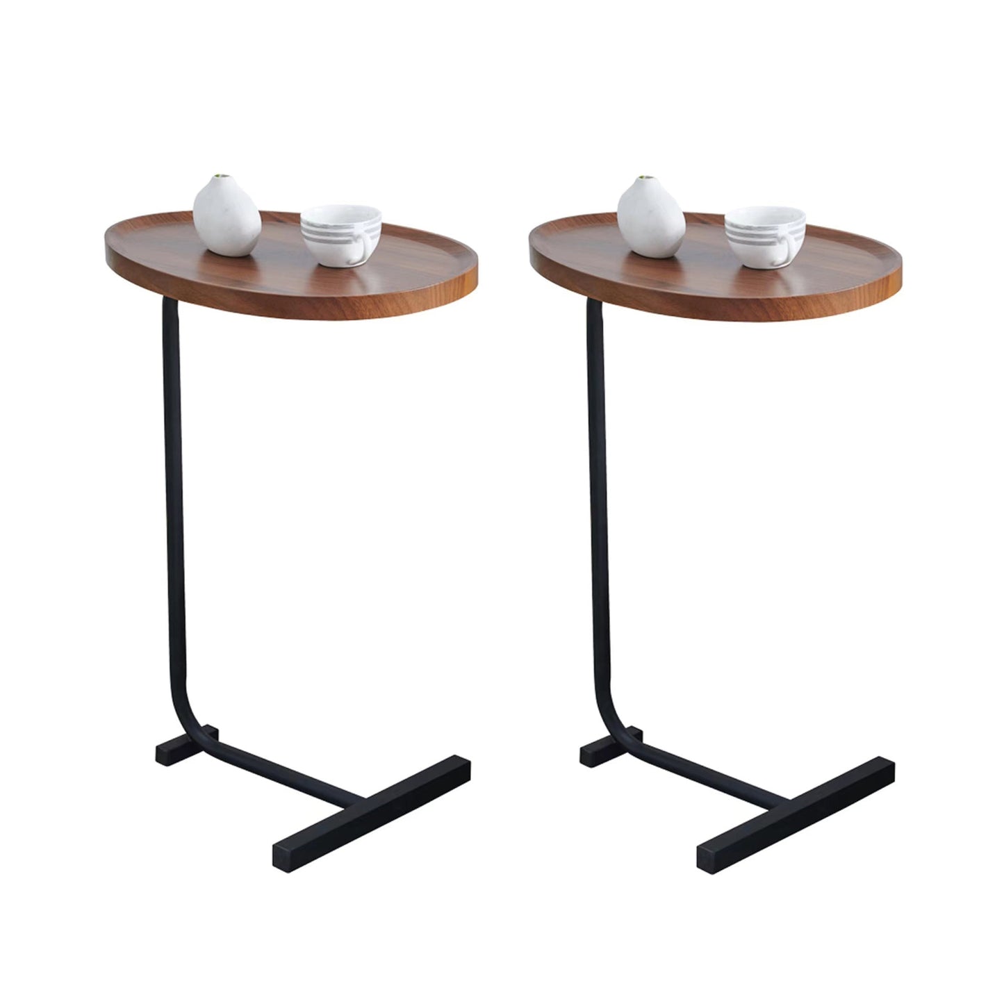 2-Pieces Brown C-shaped Side Table G-BlakHom