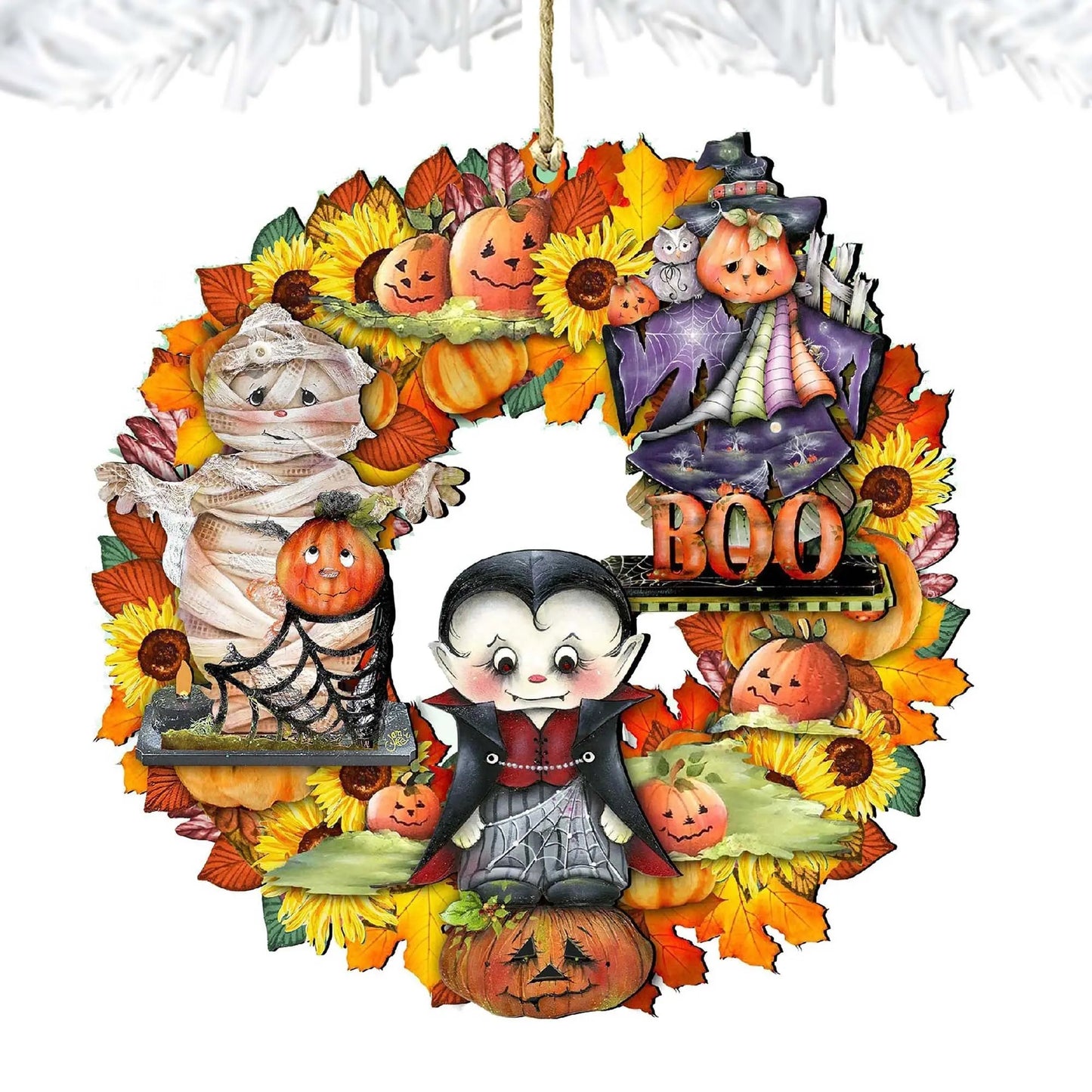 Halloween Wreath Wooden Ornaments by G. DeBrekht - Thanksgiving Halloween Decor - 8185316 G. DeBrekht