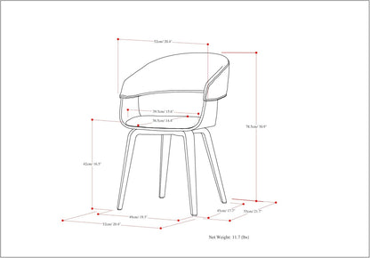 Blue Linen Bentwood Mid-Century Modern Dining Chair-2