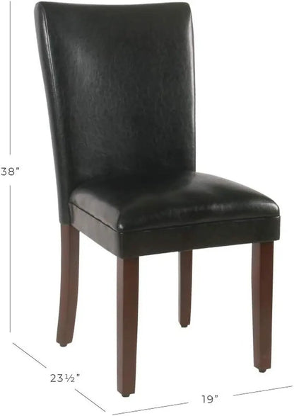 Parsons Dining Chair - Black Faux Leather (Set of 2)-1