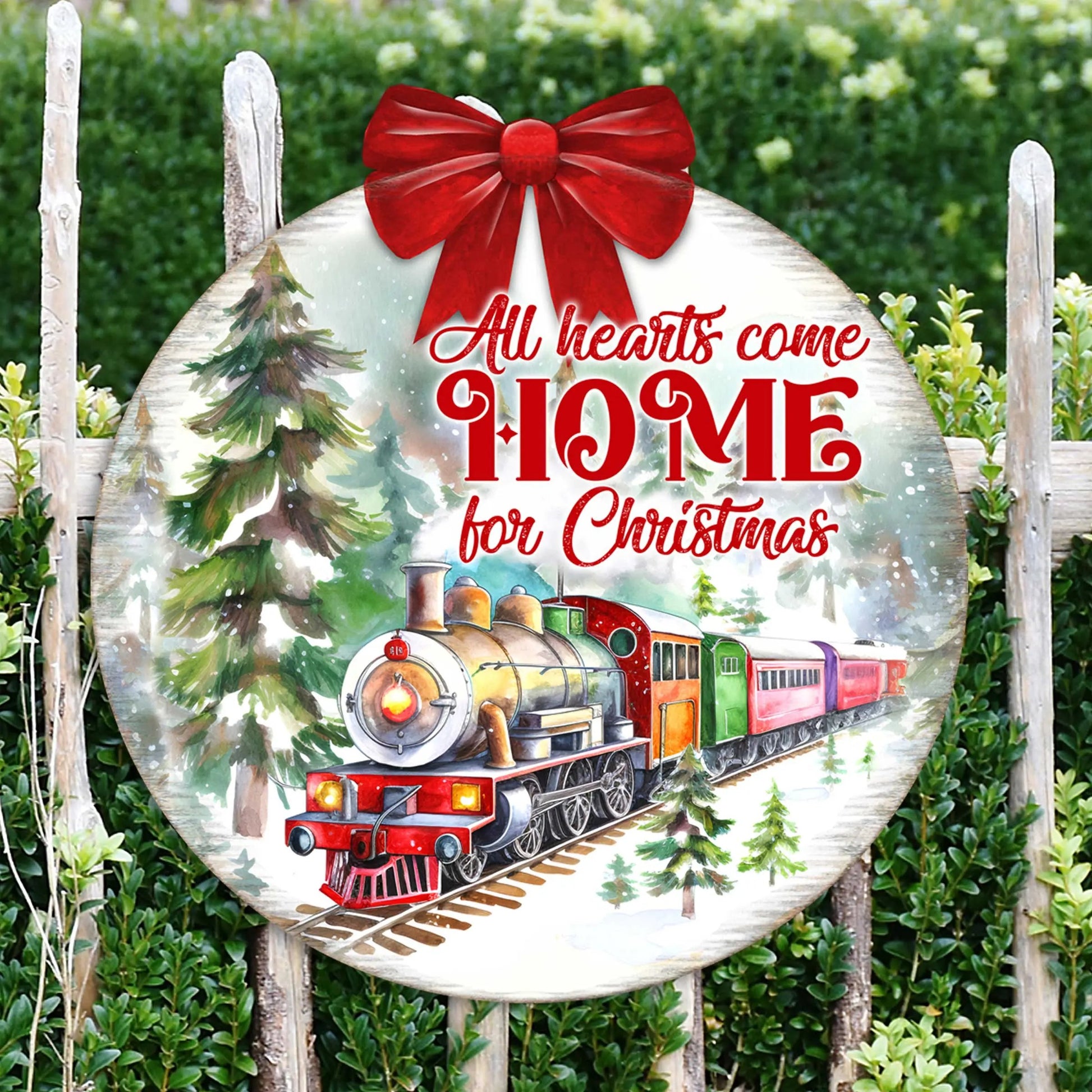 All Hearts Come Home for Christmas Sign Front door welcome sign Main entrance banner Welcome sign - Wooden front porch decor - 933115H-1
