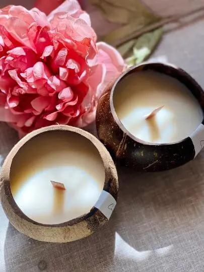 Coconut Wax Candle in Coconut Shell - Eco-Friendly and Sustainable Home Decor-2