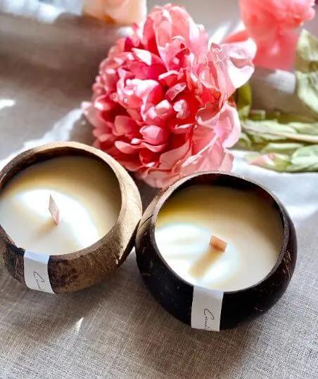 Coconut Wax Candle in Coconut Shell - Eco-Friendly and Sustainable Home Decor-4
