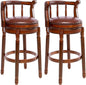 Cow Top Leather Wooden Bar Stools, 360 Degree Swivel Bar Height Chair with Backs for Home Kitchen Counter, Morden Chair Barstools (Brown 2Pcs, Bar Height-Seat Height 29.5”) ShipItFurniture