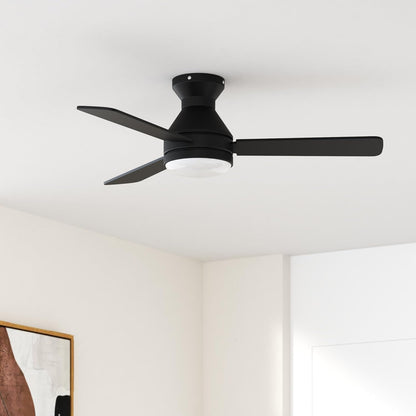 Ceiling Fans with Lights, 42 Inch Low Profile Ceiling Fan with Light and Remote Control, Flush Mount, Reversible, 3CCT, Dimmable, Noiseless, Black Ceiling Fan for Bedroom, Indoor/Outdoor Use ShipItFurniture