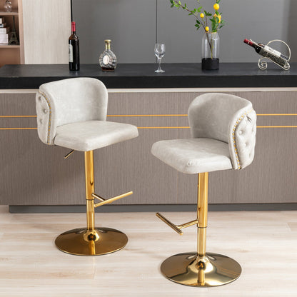 Set of 2 Modern PU Upholstered Swivel Barstools D BlakHom