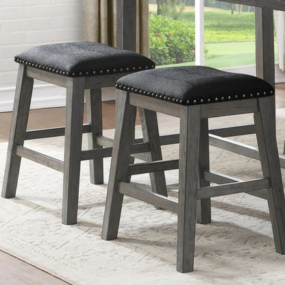 Set of 2 Faux Leather Counter Height Barstool D BlakHom