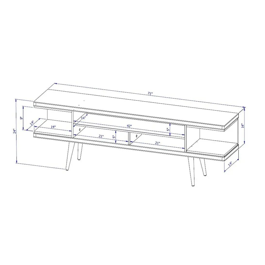 Manhattan Comfort Utopia 70" TV Stand with Splayed Wooden Legs D BlakHom