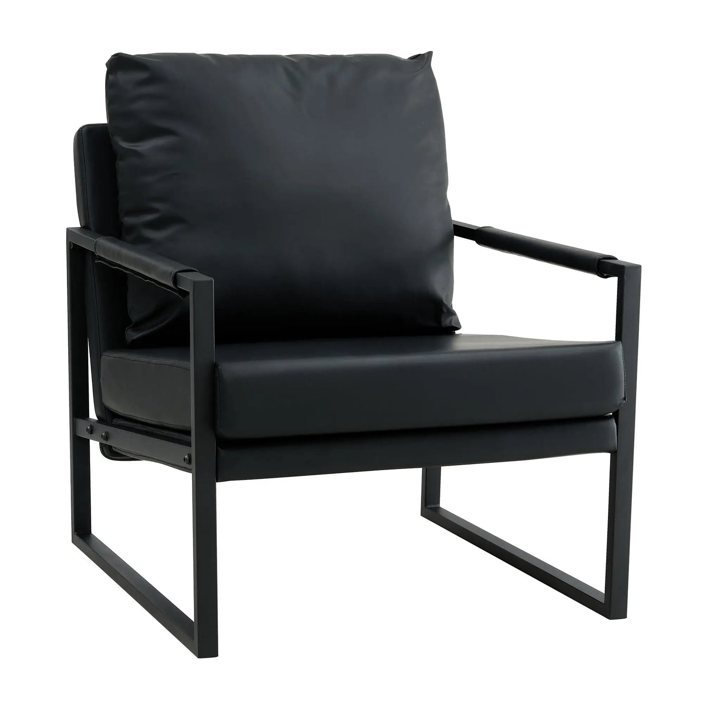 PU Leather Accent Mid Century Arm Chair D BlakHom