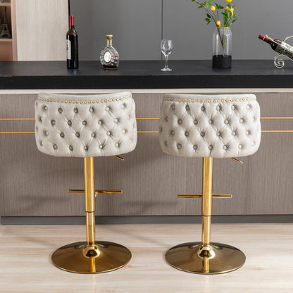 Set of 2 Modern PU Upholstered Swivel Barstools D BlakHom