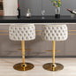 Set of 2 Modern PU Upholstered Swivel Barstools D BlakHom