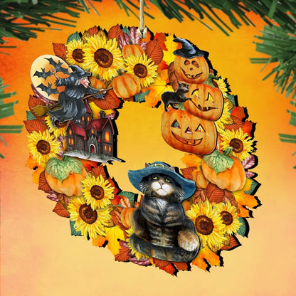 Halloween Wreath Wooden Ornaments by G. DeBrekht - Thanksgiving Halloween Decor - 8185317 G. DeBrekht