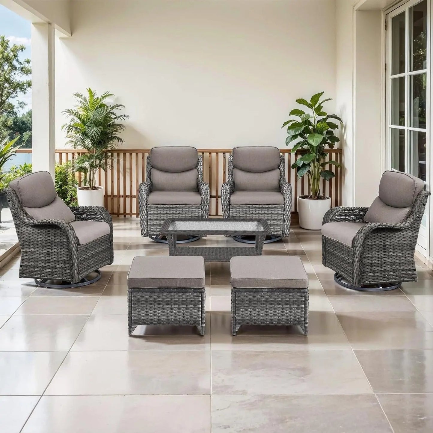 Comfortable Outdoor Swivel Rocker Patio Chairs Set-0