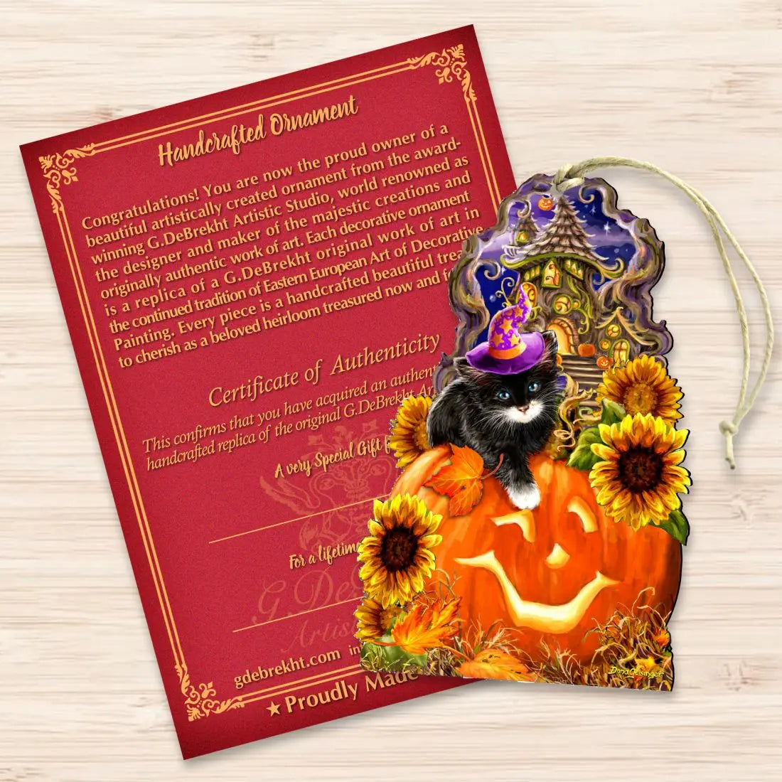 Halloween Kitten Wooden Ornaments by Gelsinger - Thanksgiving Halloween Decor - 8461066-DG G.DeBrekht