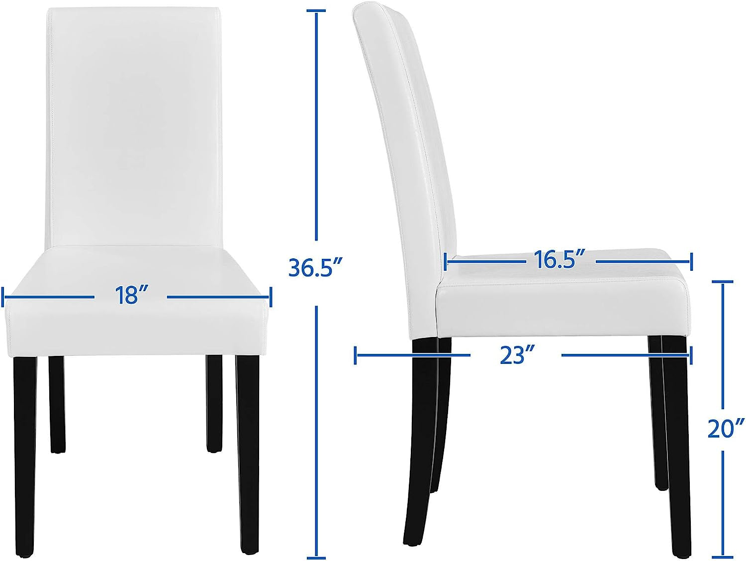 Set of 4 Modern Parson Chairs, Faux Leather, White ShipItFurniture