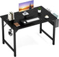 Computer Small Office Desk 40 Inch Writing Study Work with Storage Bag, Headphone Hooks, Home Simple Modern Wood Kids Student Table - Black ShipItFurniture