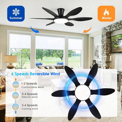 51 Inch Black Ceiling Fan With Light-3