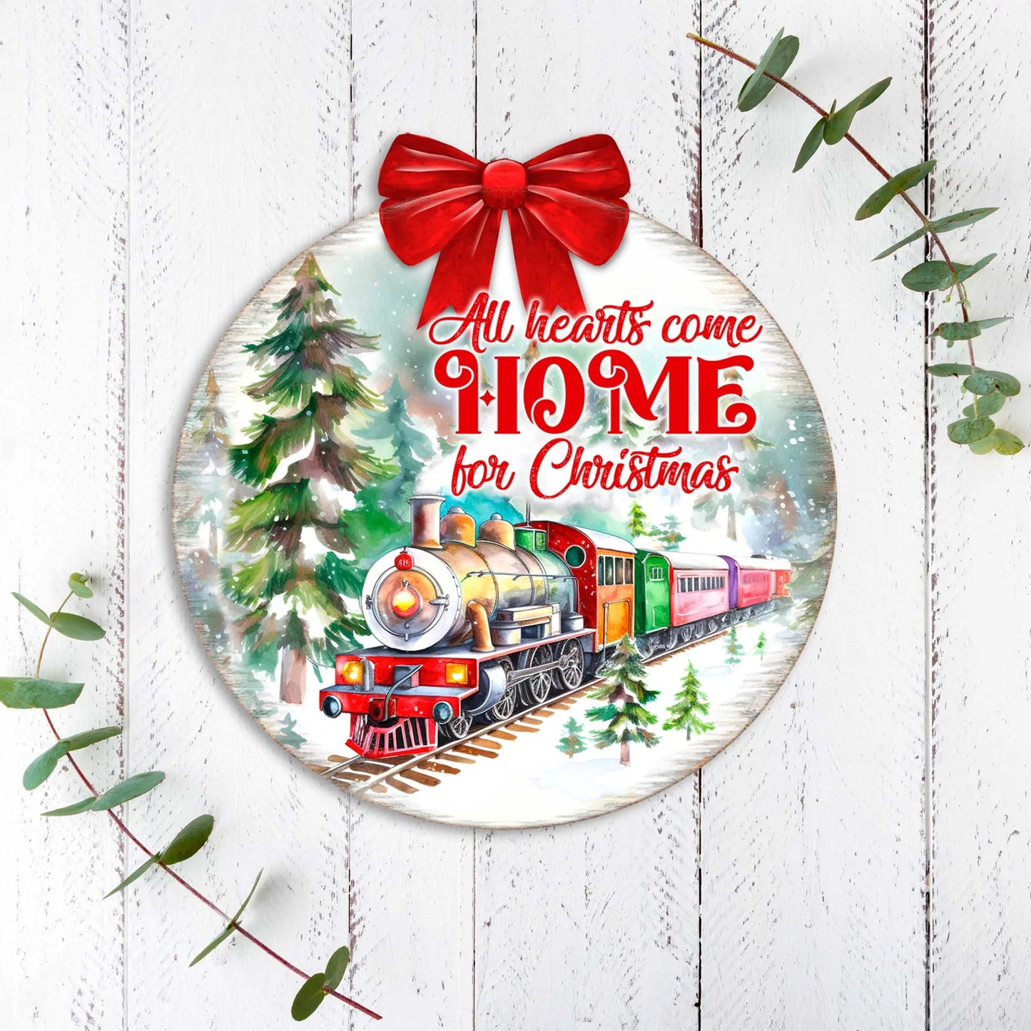 All Hearts Come Home for Christmas Sign Front door welcome sign Main entrance banner Welcome sign - Wooden front porch decor - 933115H-2