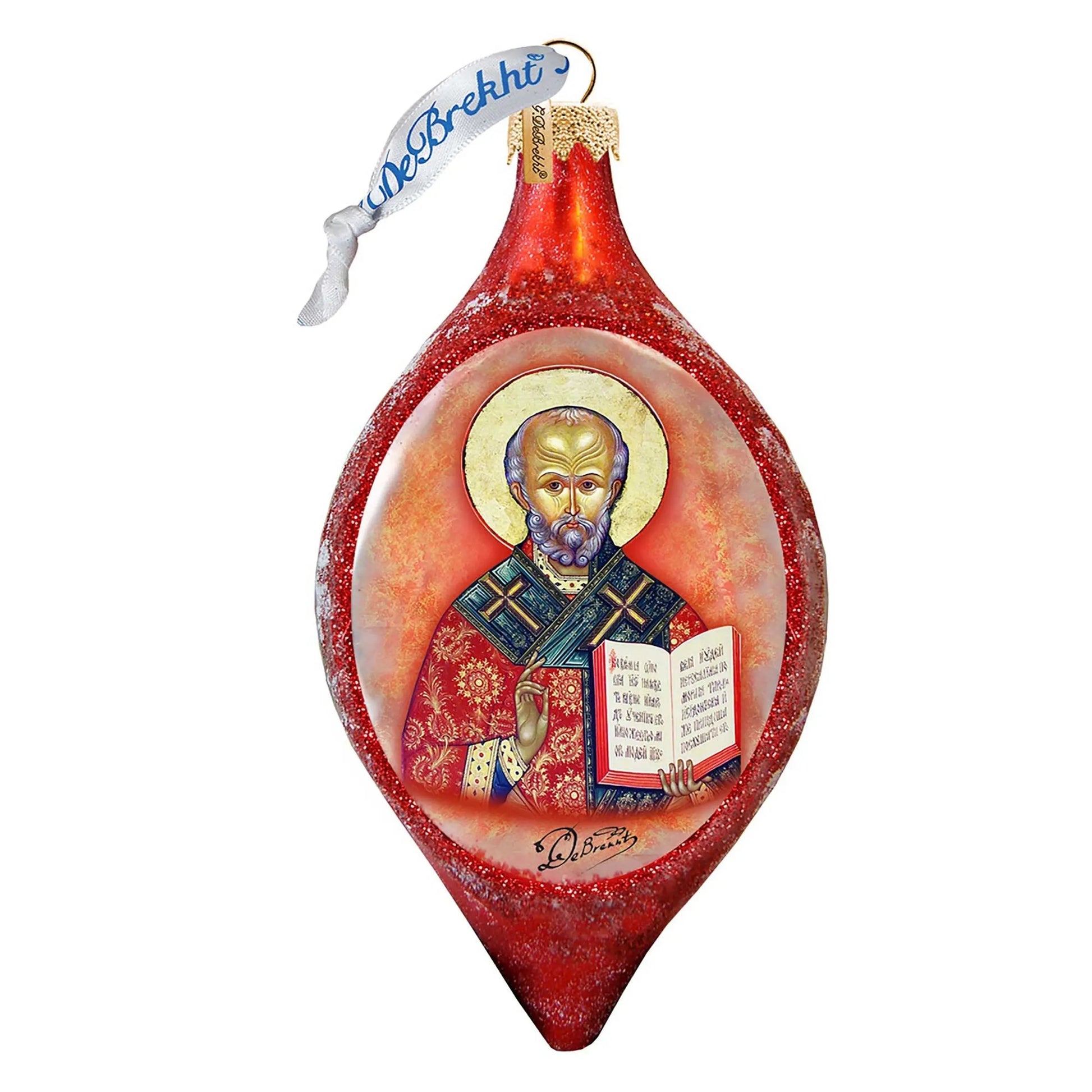 Saint Nick Drop Glass Ornament by G. DeBrekht - Christmas Santa Snowman Decor - 757-011 G. DeBrekht