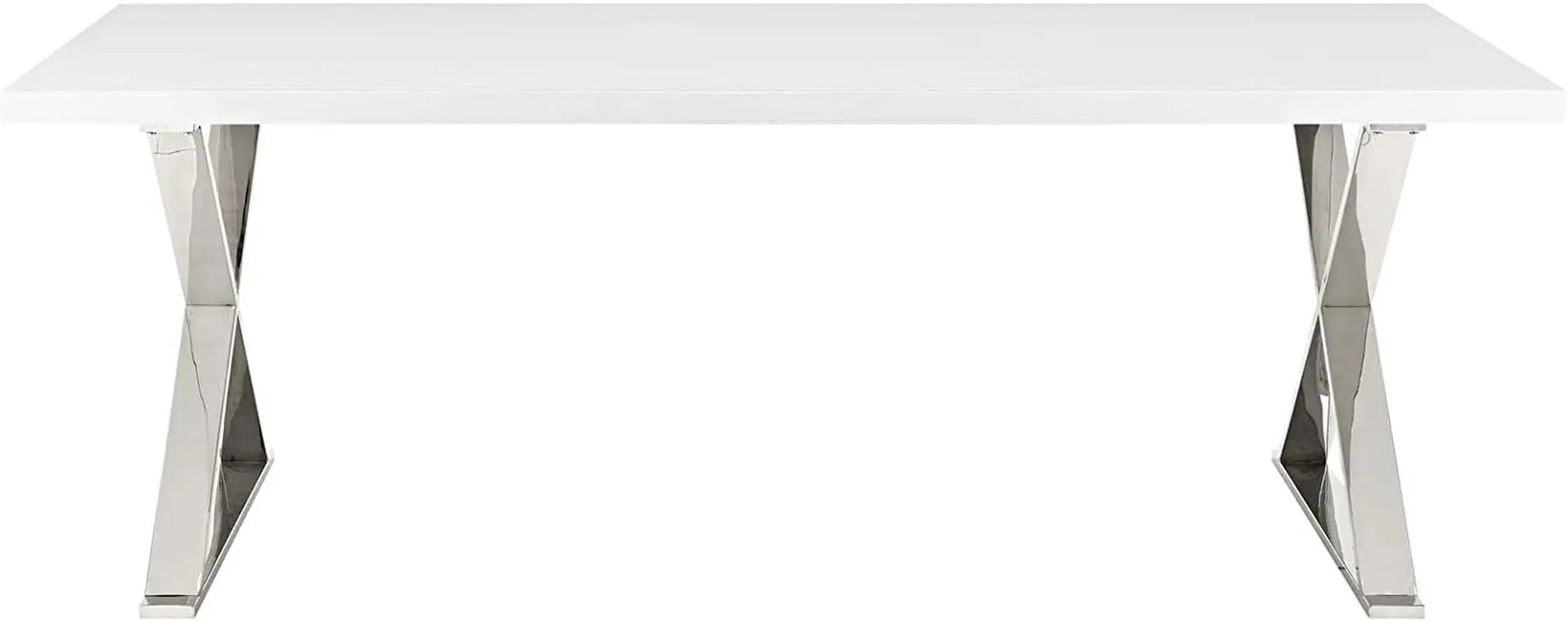 Modway Sector Modern Dining Table, White Silver-1