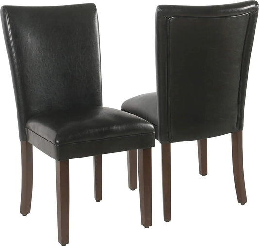 Parsons Dining Chair - Black Faux Leather (Set of 2)-0