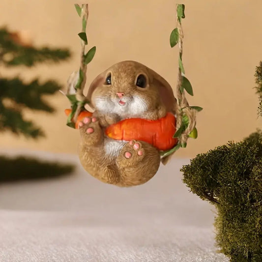 NNETM Resin Easter Bunny Carrot Figurine for Home Decor NNETM