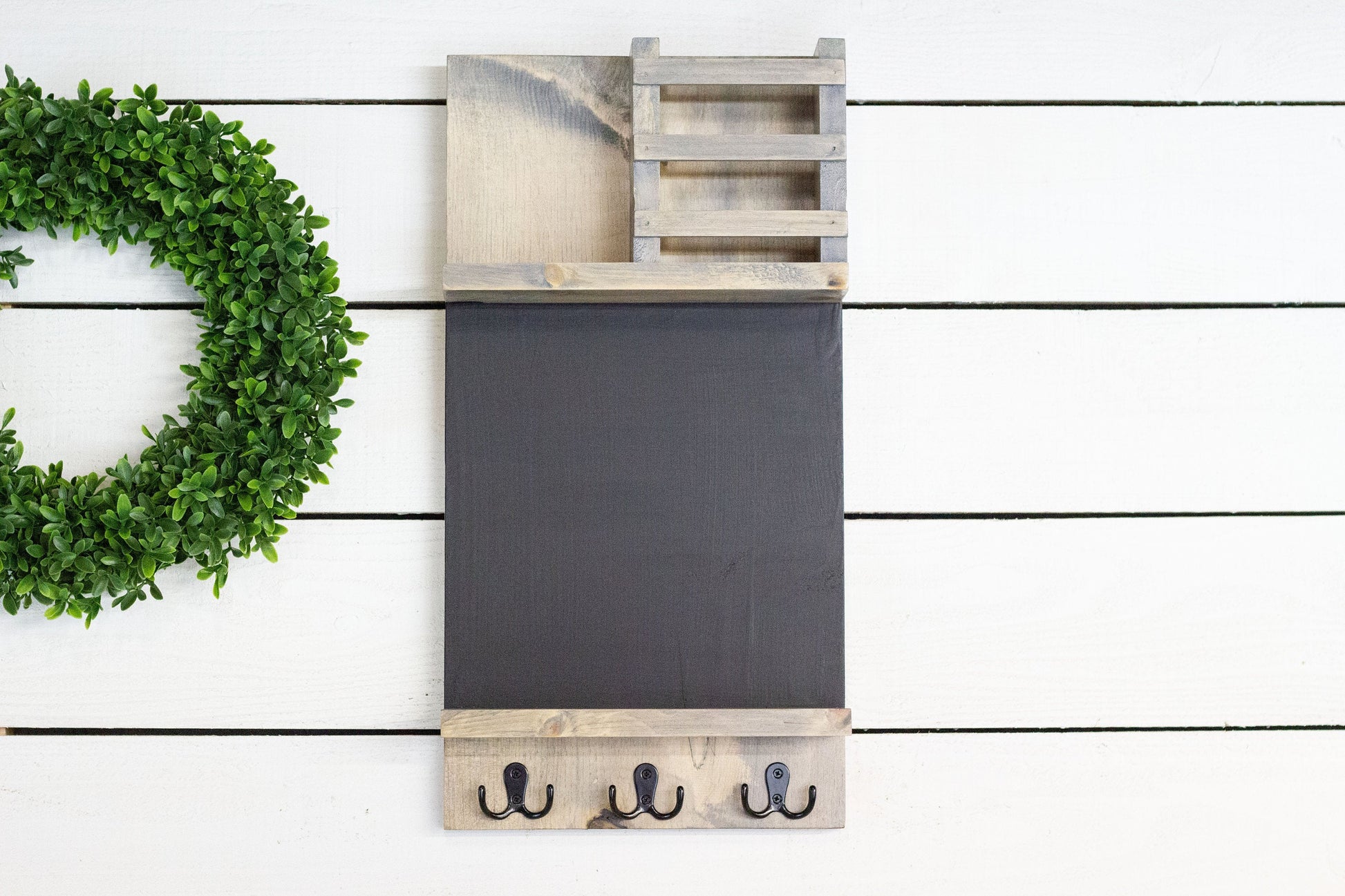 Home Organization Command Center, Chalkboard Mail Holder with Key Hooks The McGarvey Workshop