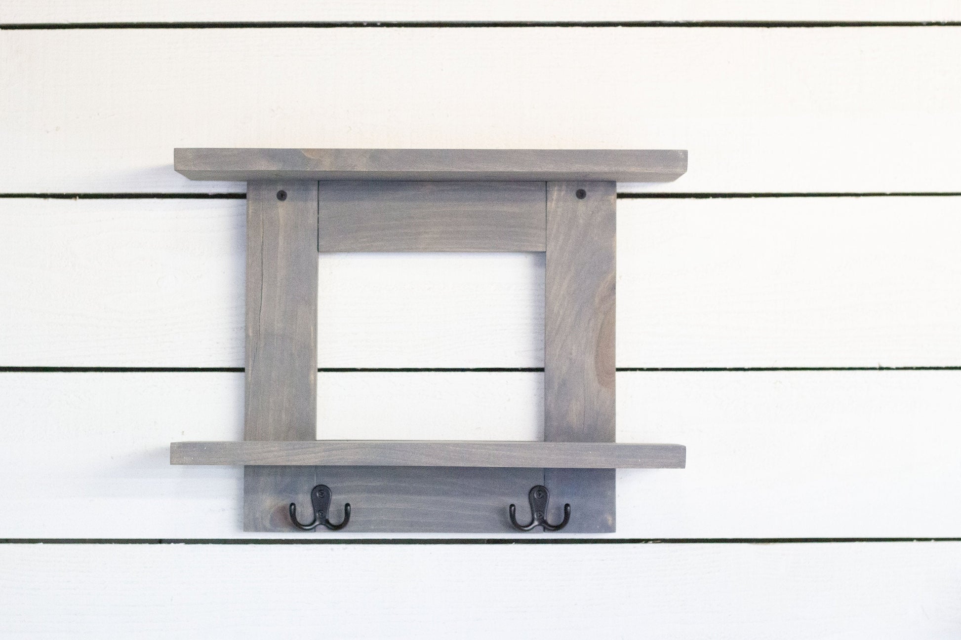 Bathroom Wall Shelf with 2 Double Towel Hooks The McGarvey Workshop