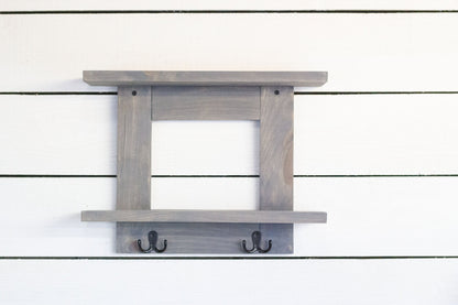 Bathroom Wall Shelf with 2 Double Towel Hooks The McGarvey Workshop