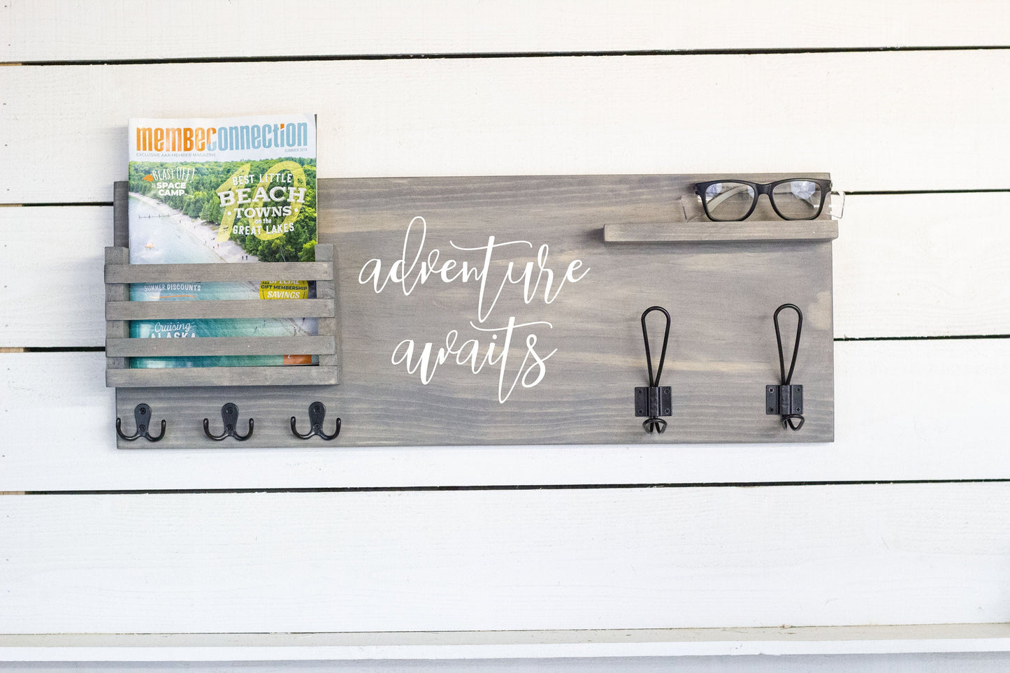 Coat Rack Mail Holder with Key Hooks and Small Shelf. The McGarvey Workshop