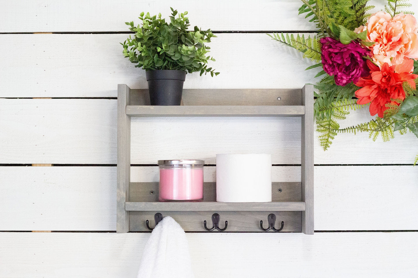 Bathroom Shelf with Small Hooks-2