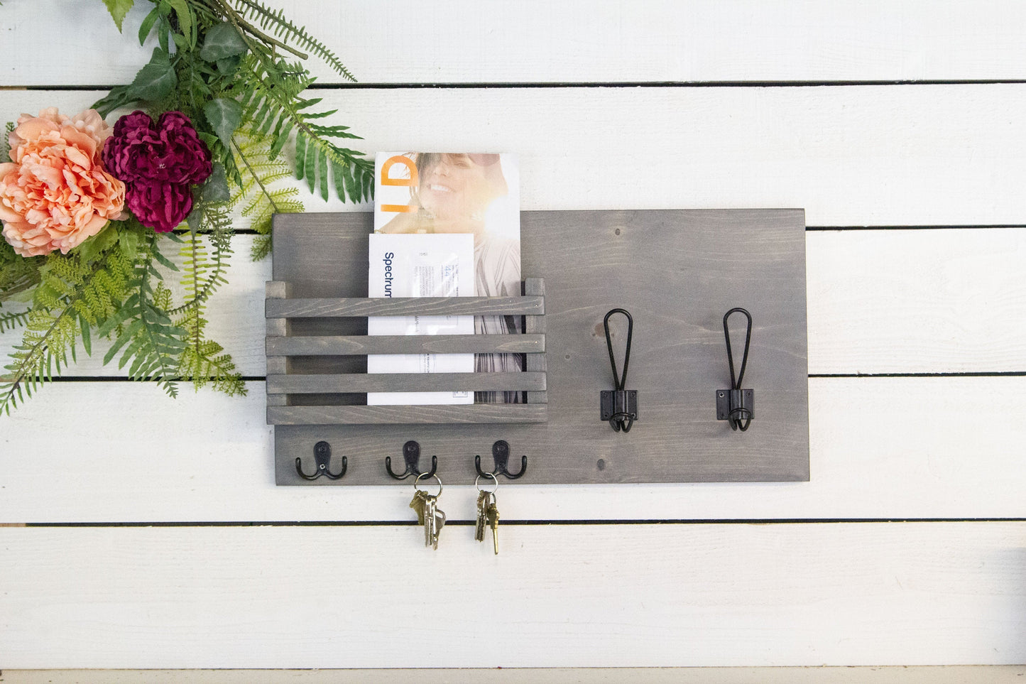 Mail Holder with Key Hooks and Farmhouse Style Coat Hooks The McGarvey Workshop