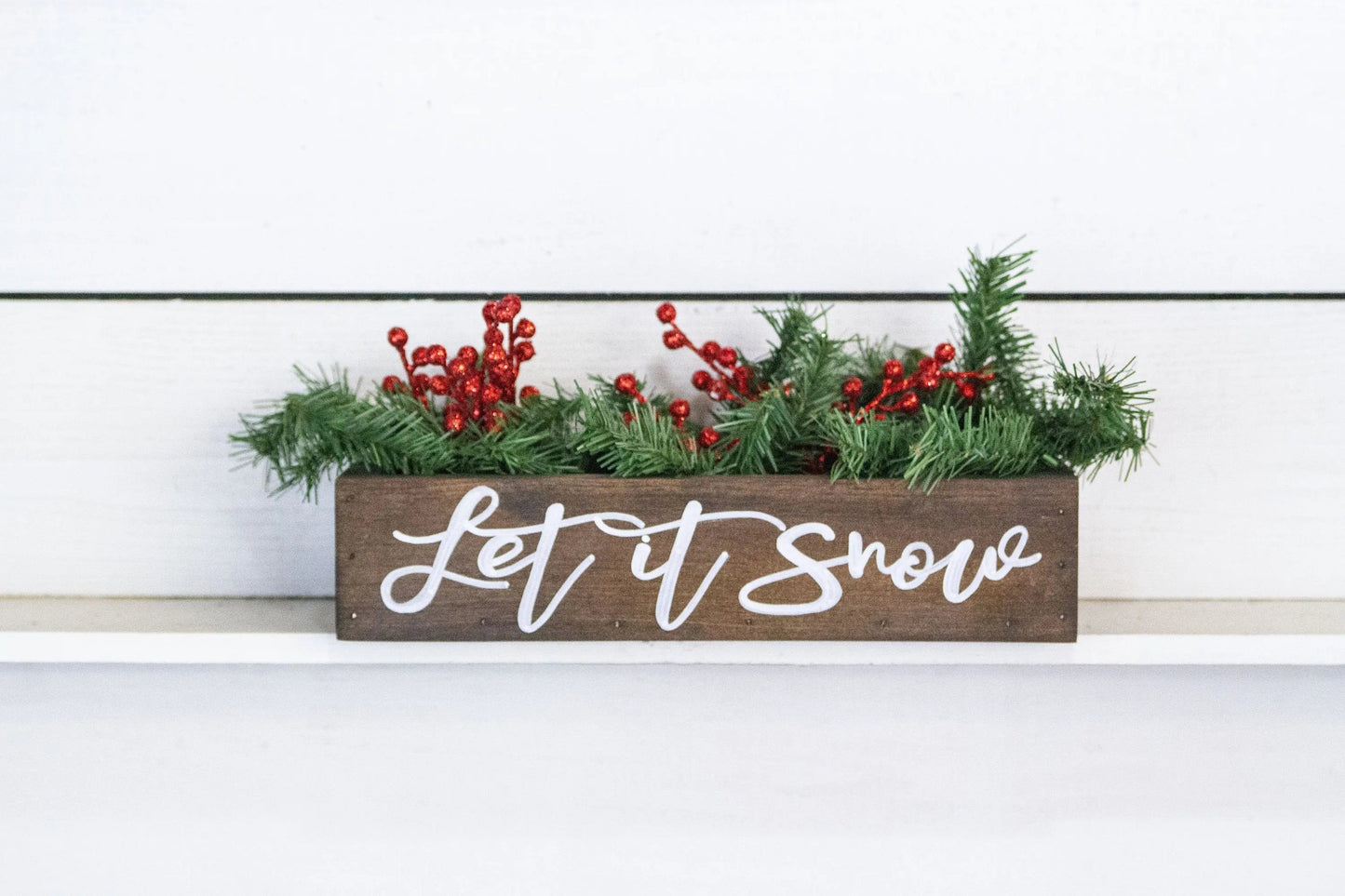 Merry + Bright Christmas Centerpiece, Wood Box-1