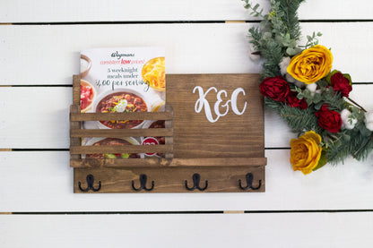 Medium Sized Mail Holder with Shelf and Key Hooks-2