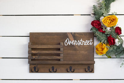 Medium Sized Mail Holder with Shelf and Key Hooks-1