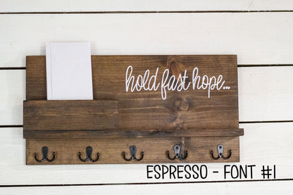 Solid Front Mail Holder with Shelf and Key Hooks. The McGarvey Workshop