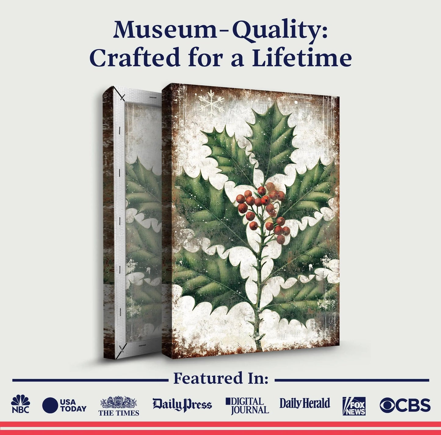 Christmas Holly Wall Art Tailored Canvases