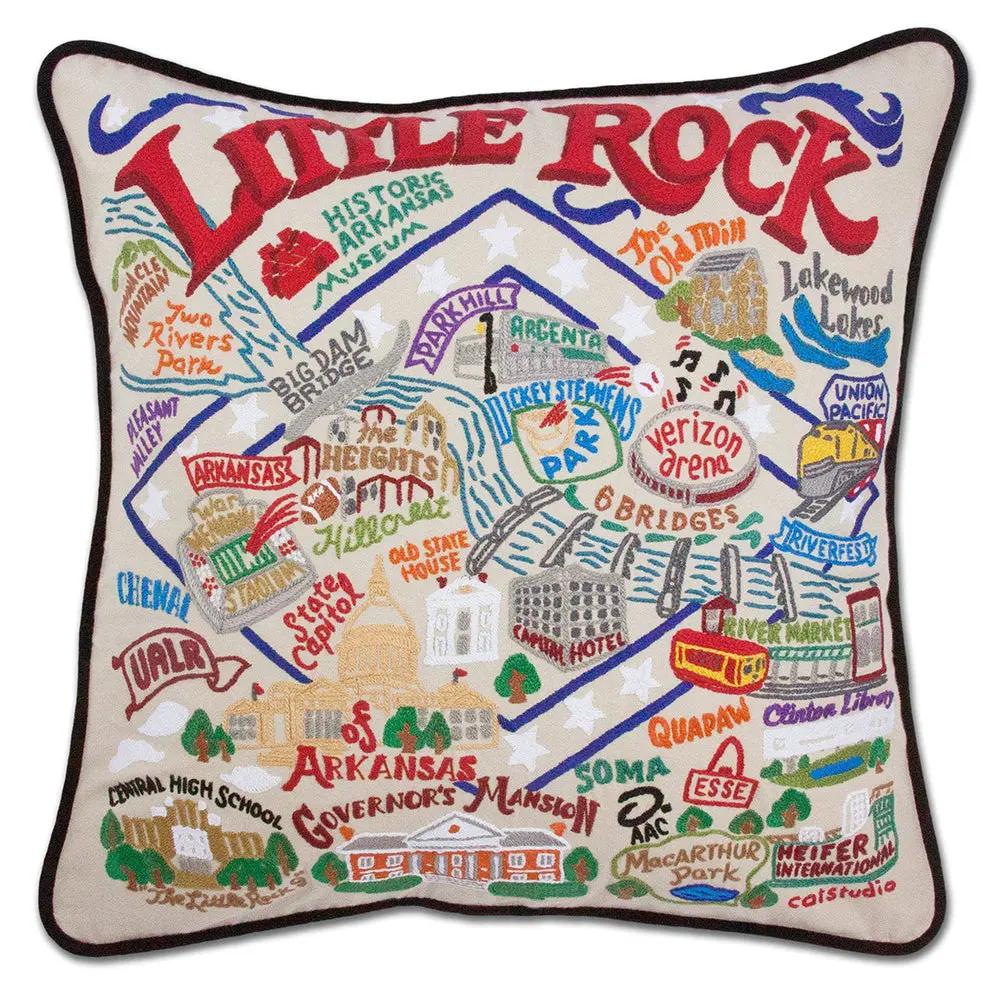 Little Rock Hand-Embroidered Pillow CatStudio
