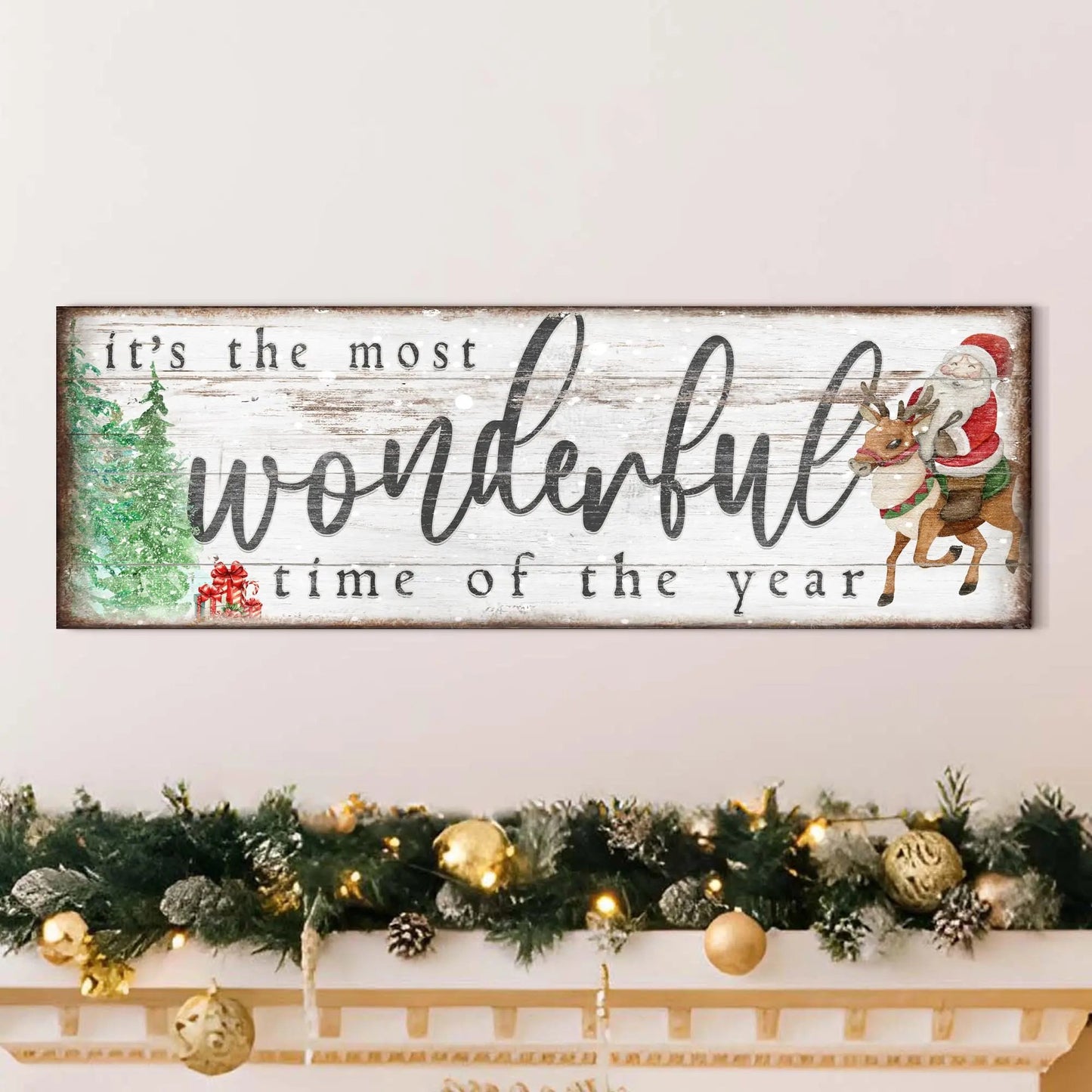 It's The Most Wonderful Time Of The Year Christmas Sign II Tailored Canvases